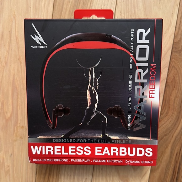 Warrior Freedom Wireless Bluetooth Athletic Wrap Earbuds Black/Red running sport - Picture 2 of 7